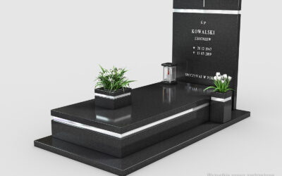 Piękny nagrobek Premium Black z dodatkami ze stali nierdzewnej (n01)
