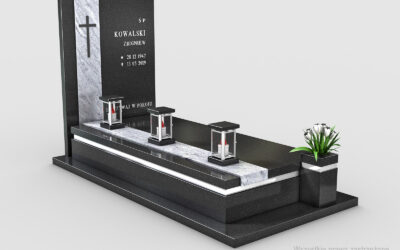 Nowoczesny nagrobek pojedynczy z dwóch rodzajów granitu n08a