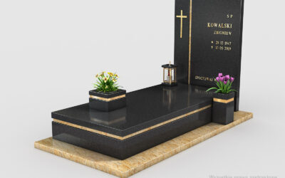 Nowoczesny nagrobek pojedynczy z dwóch rodzajów granitu n02a