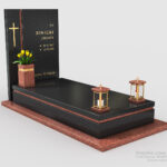 Nowoczesny nagrobek pojedynczy z dwóch rodzajów granitu n02b