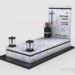 Nowoczesny nagrobek pojedynczy z dwóch rodzajów granitu n03a
