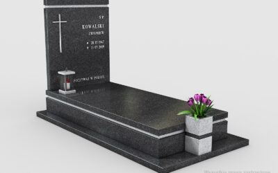 Nowoczesny nagrobek pojedynczy z dwóch rodzajów granitu n03b