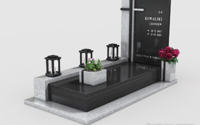 Nowoczesny nagrobek pojedynczy z dwóch rodzajów granitu n15a