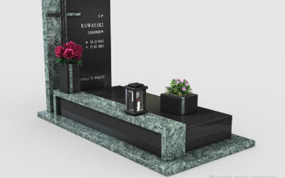 Nowoczesny nagrobek pojedynczy z dwóch rodzajów granitu n15b