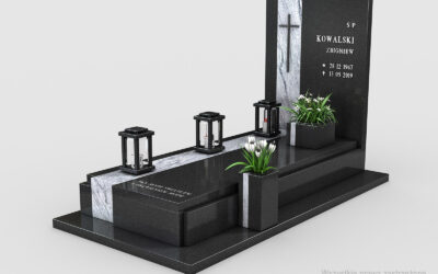 Nowoczesny nagrobek pojedynczy z dwóch rodzajów granitu n04a