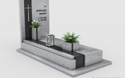 Nowoczesny nagrobek pojedynczy z dwóch rodzajów granitu n04b