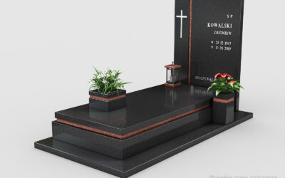 Nowoczesny nagrobek pojedynczy z dwóch rodzajów granitu n05a