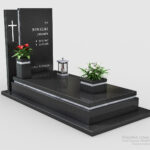 Nowoczesny nagrobek pojedynczy z dwóch rodzajów granitu n05b
