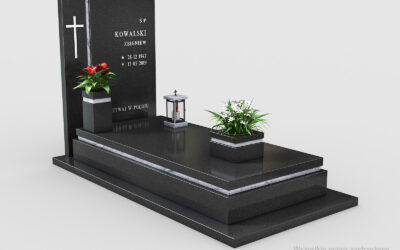 Nowoczesny nagrobek pojedynczy z dwóch rodzajów granitu n05b