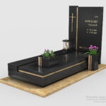 Nowoczesny nagrobek pojedynczy z dwóch rodzajów granitu n07a