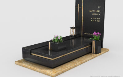 Nowoczesny nagrobek pojedynczy z dwóch rodzajów granitu n07a
