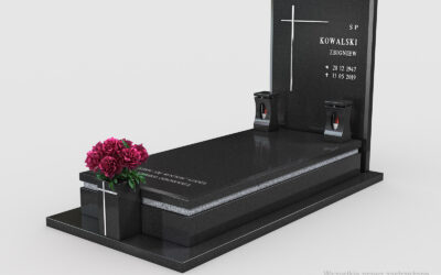 Nowoczesny nagrobek pojedynczy z dwóch rodzajów granitu n09a