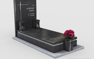 Nowoczesny nagrobek pojedynczy z dwóch rodzajów granitu n09b