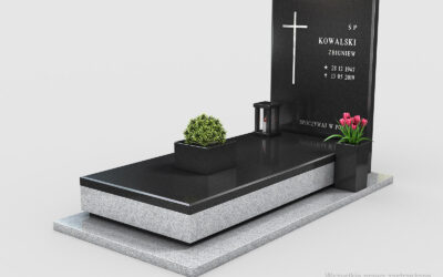 Nowoczesny nagrobek pojedynczy z dwóch rodzajów granitu n10a
