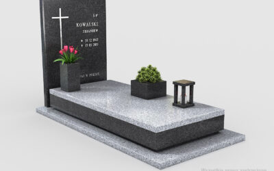 Nowoczesny nagrobek pojedynczy z dwóch rodzajów granitu n10b