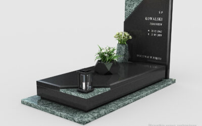 Nowoczesny nagrobek pojedynczy z dwóch rodzajów granitu n11a