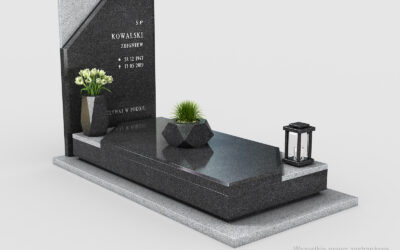 Nowoczesny nagrobek pojedynczy z dwóch rodzajów granitu n11b