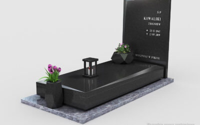 Nowoczesny nagrobek pojedynczy z dwóch rodzajów granitu n12a