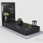 Nowoczesny nagrobek pojedynczy z dwóch rodzajów granitu n12b