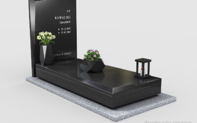 Nowoczesny nagrobek pojedynczy z dwóch rodzajów granitu n12b