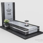 Nowoczesny nagrobek pojedynczy z dwóch rodzajów granitu n13b