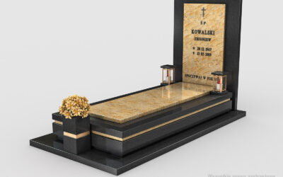 Nowoczesny nagrobek pojedynczy z dwóch rodzajów granitu n14a