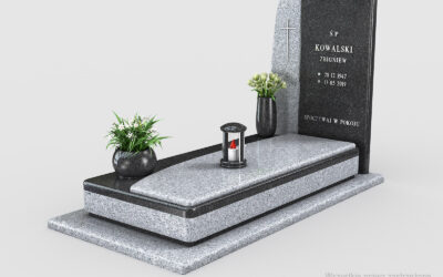 Nowoczesny nagrobek pojedynczy z dwóch rodzajów granitu