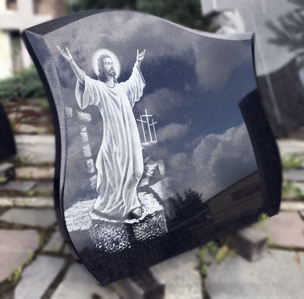 Elegancka tablica z wykutym Jezusem Zbawicielem