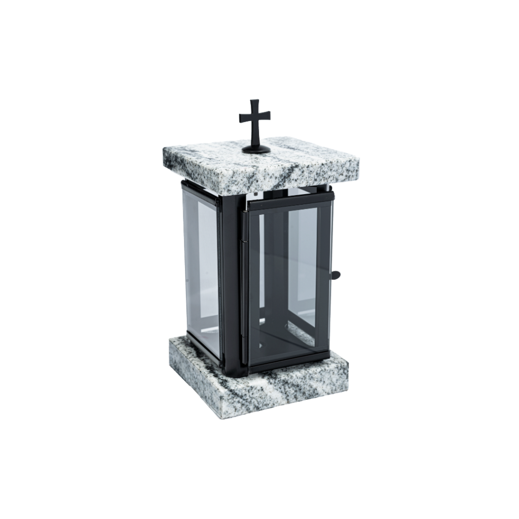 Przeszklony lampion z jasnym granitem (L13)