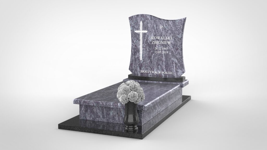 Nagrobek z falowaną tablicą – Orion i Monumental Black (t05c)