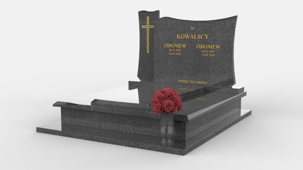 Piękny, podwójny nagrobek z falistymi zakończeniami (p04a)