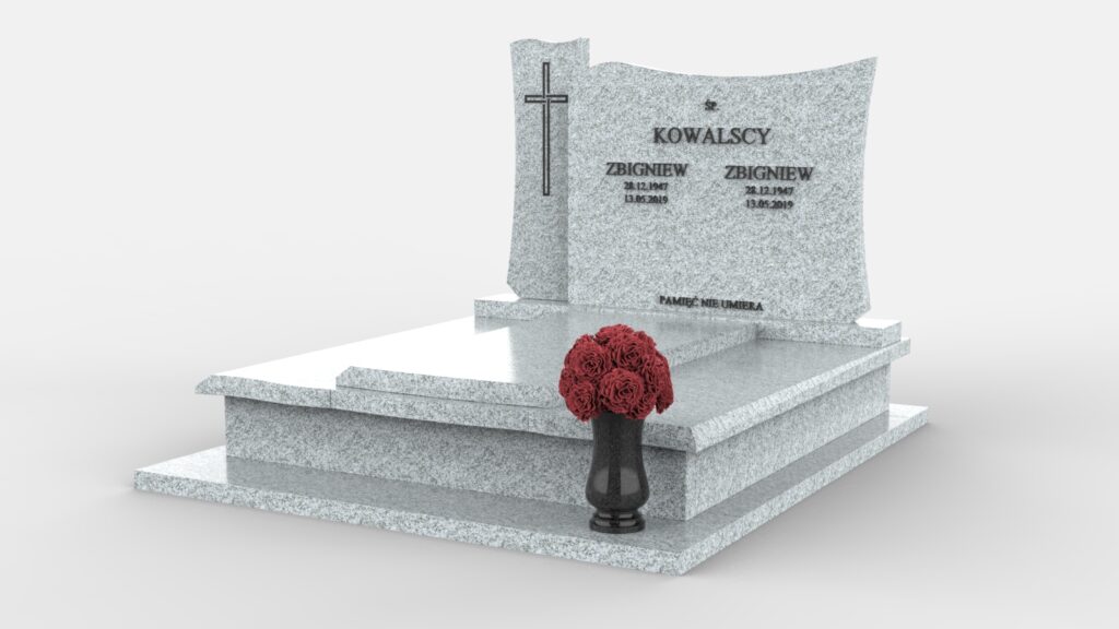 Piękny, podwójny nagrobek z falistymi zakończeniami (p04b)