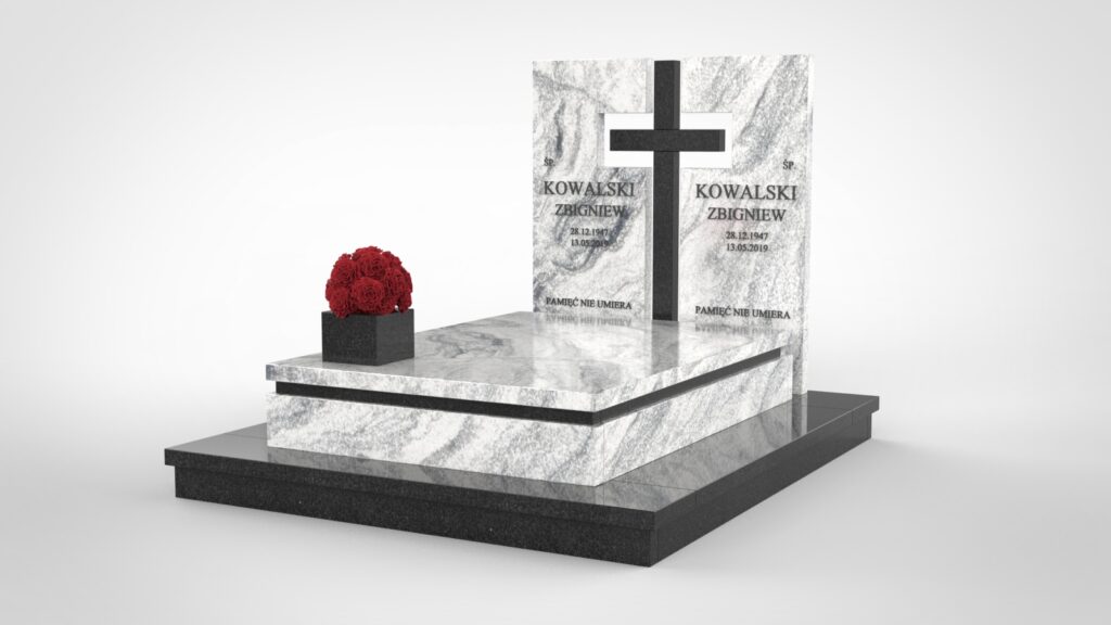 Piękny nagrobek z kamiennym krzyżem (p05b)