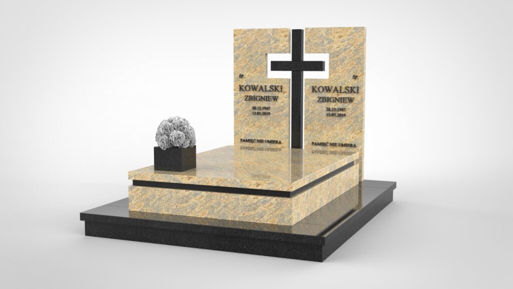 Piękny nagrobek z kamiennym krzyżem (p05c)
