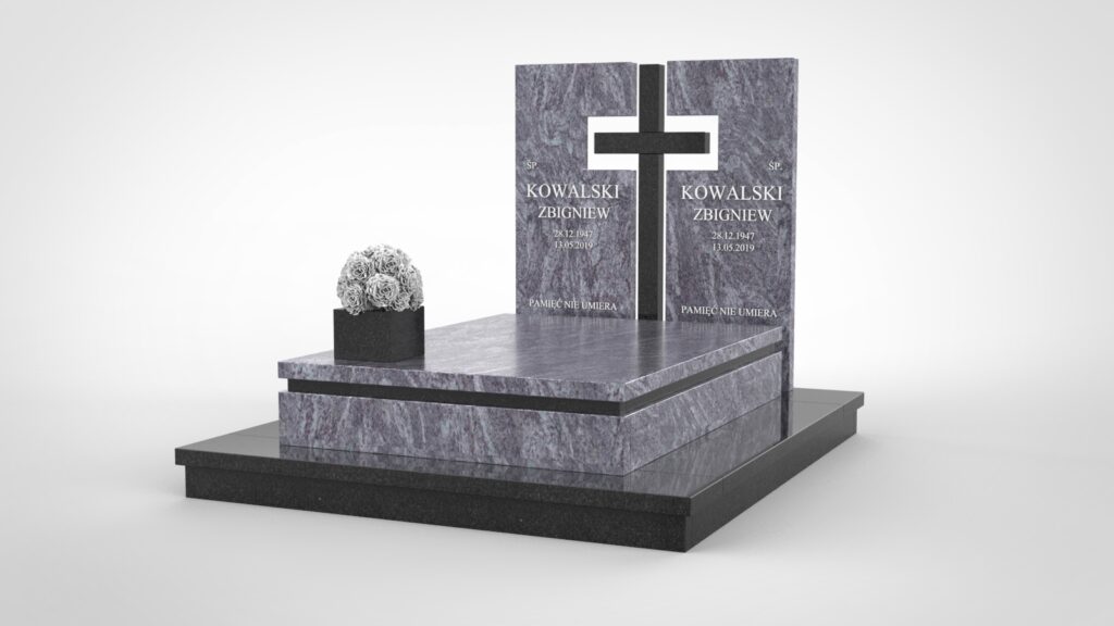 Piękny nagrobek z kamiennym krzyżem (p05d)