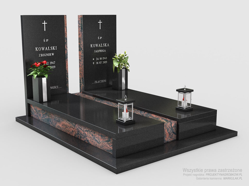 Nowoczesny nagrobek podwójny Black/Aurora (npd01b)