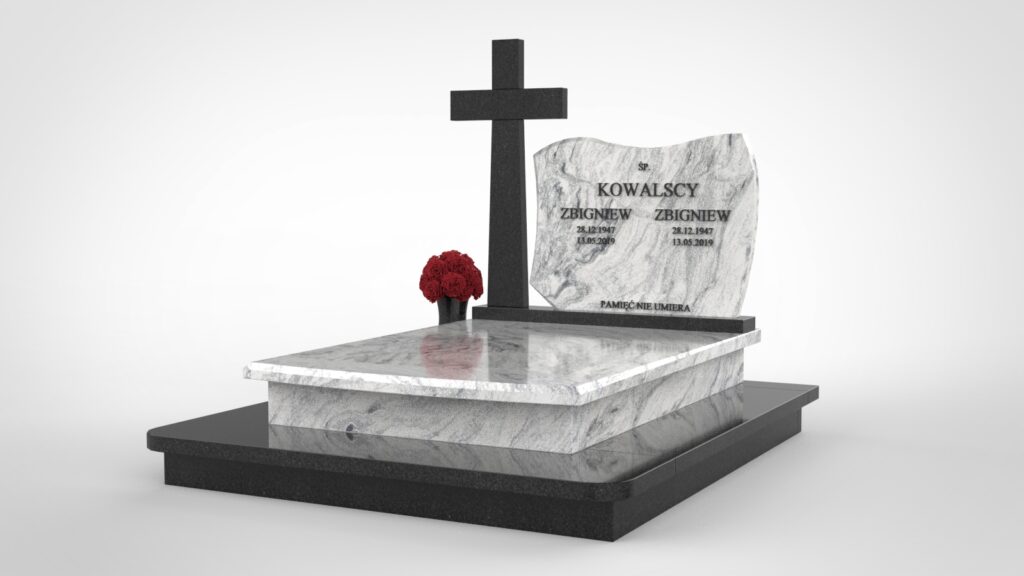 Tradycyjny nagrobek podwójny na podwyższeniu (p06b)