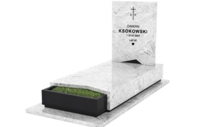 Elegancki nagrobek Vhiscount White z ogródkiem (A-0061)