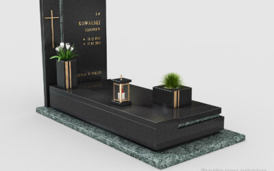 Nowoczesny grobowiec z kamiennymi wstawkami w oliwkowym