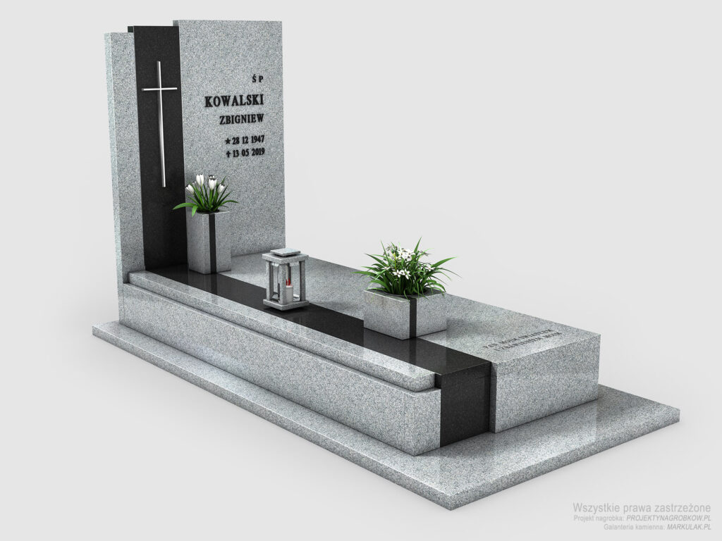 Nowoczesny grobowiec z kontrastową wstawką