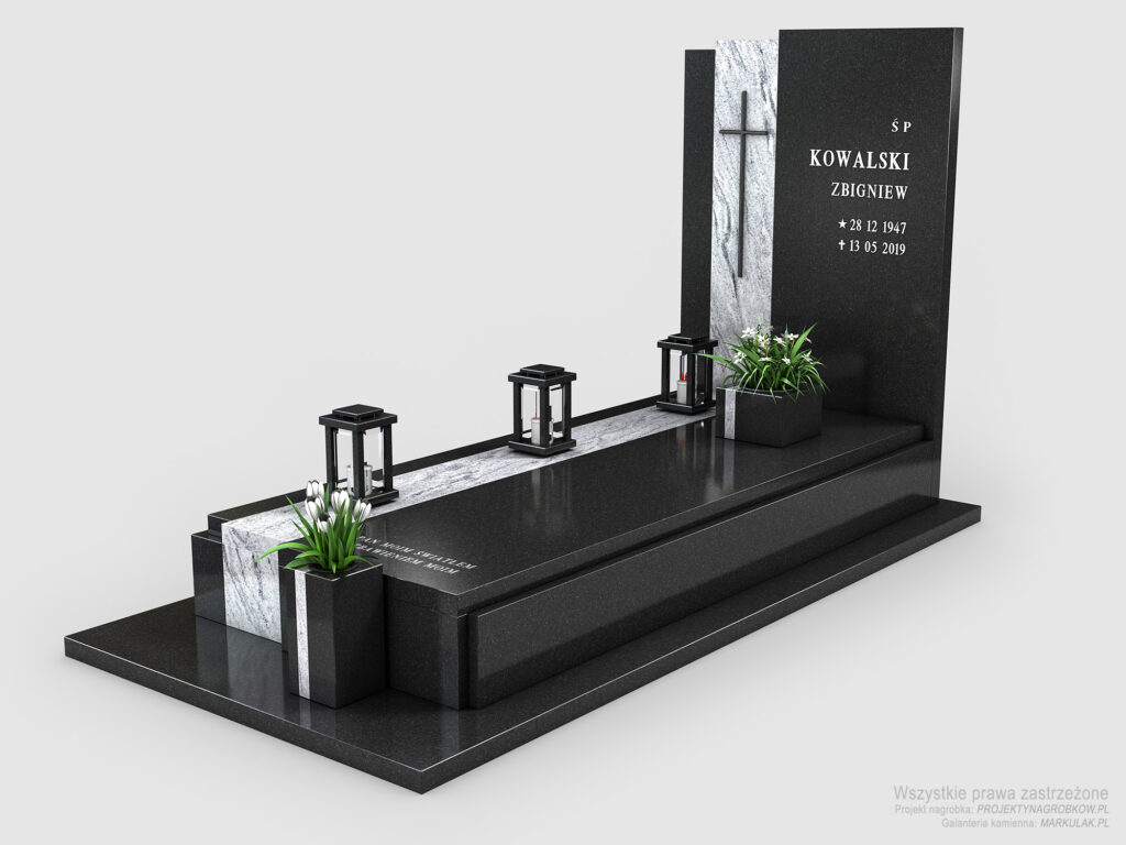 Nowoczesny grobowiec z kontrastową wstawką