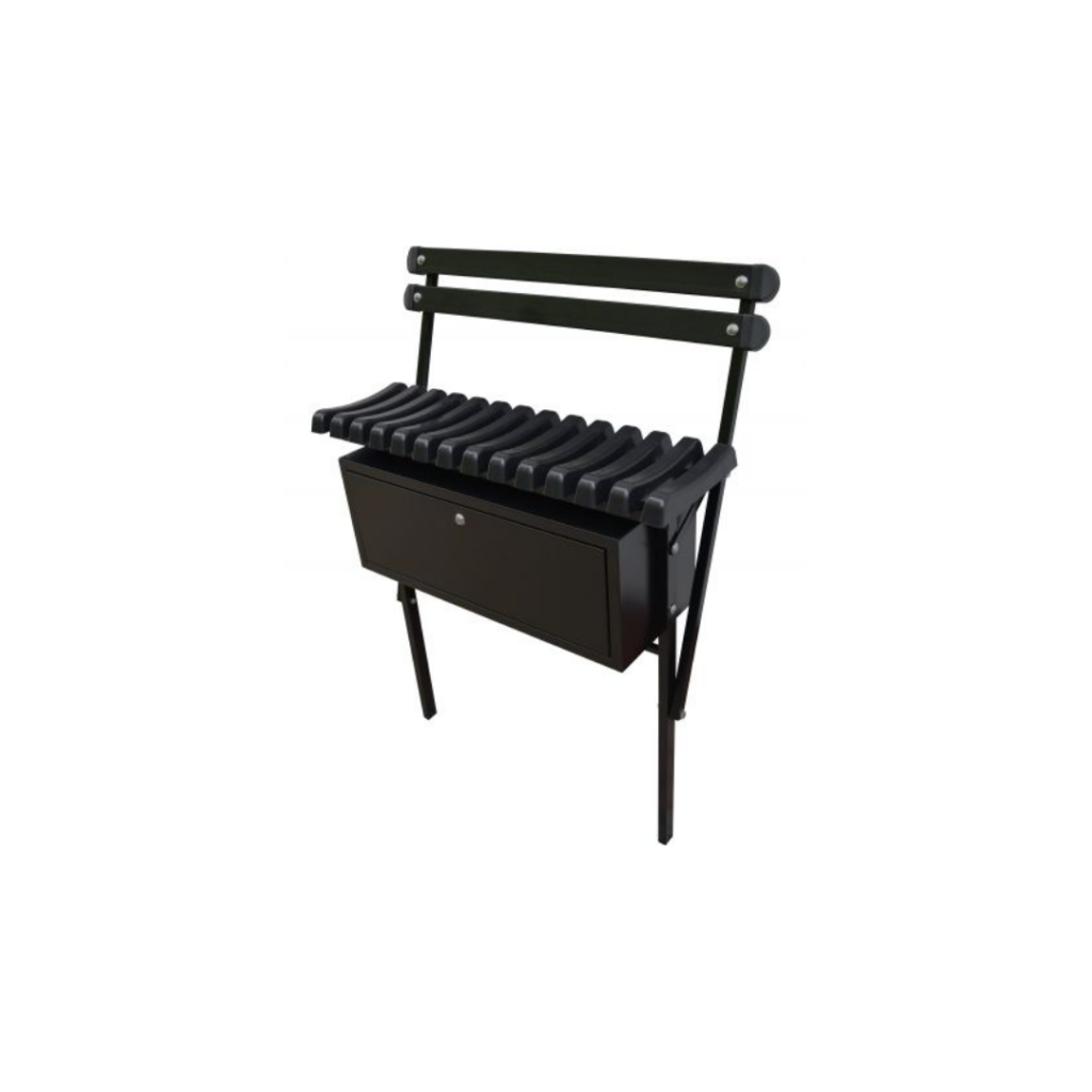 Ławka na cmentarz z oparciem i skrzynią