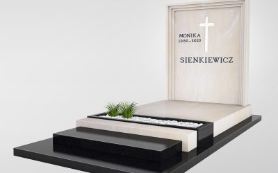 Nagrobek pojedynczy z piaskowca i czarnego granitu