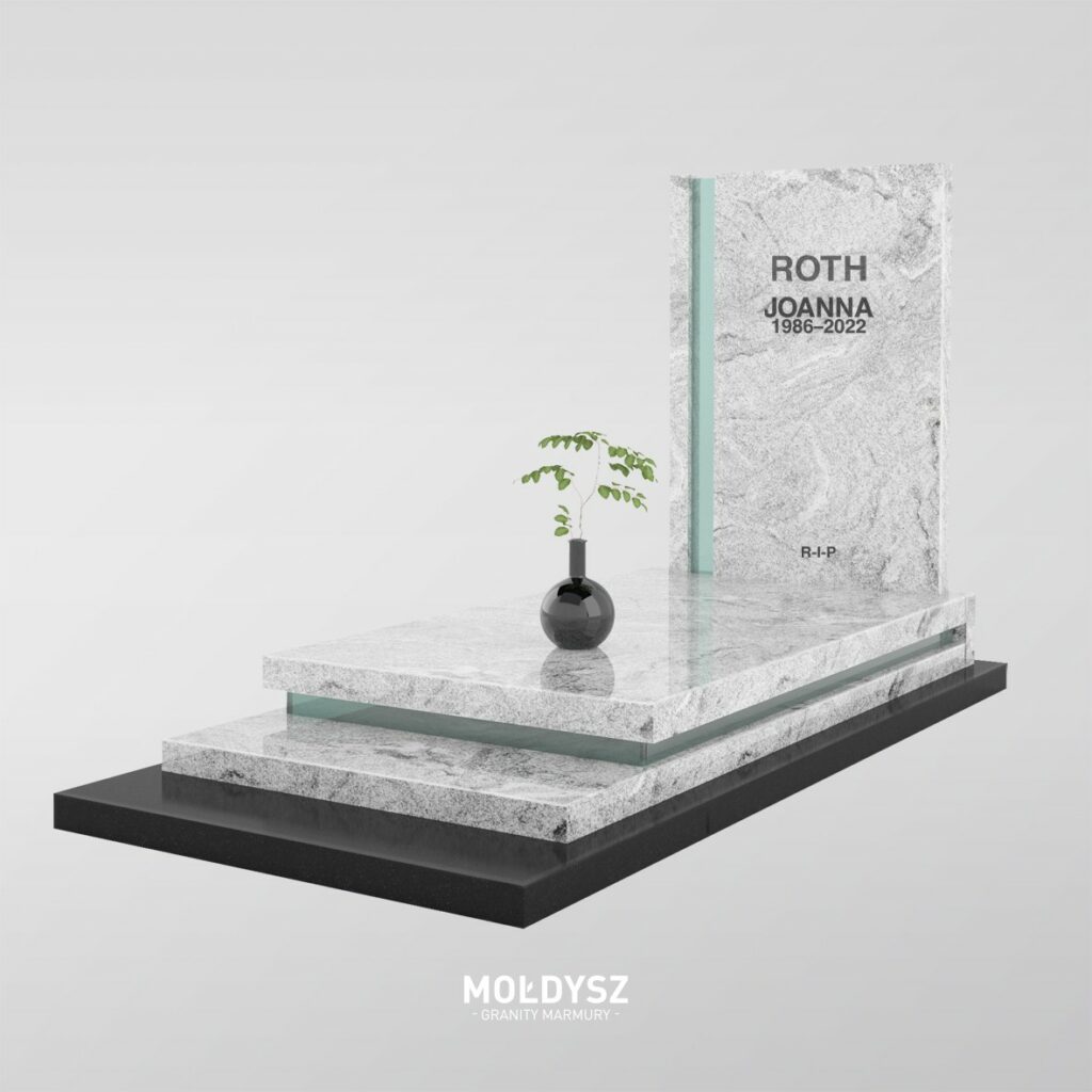 Nowoczesny nagrobek ze szklanymi wstawkami (K22-0009)