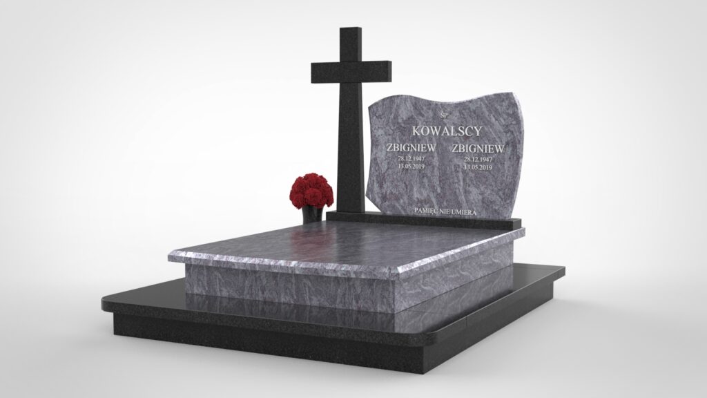 Tradycyjny nagrobek podwójny na podwyższeniu (p06c)