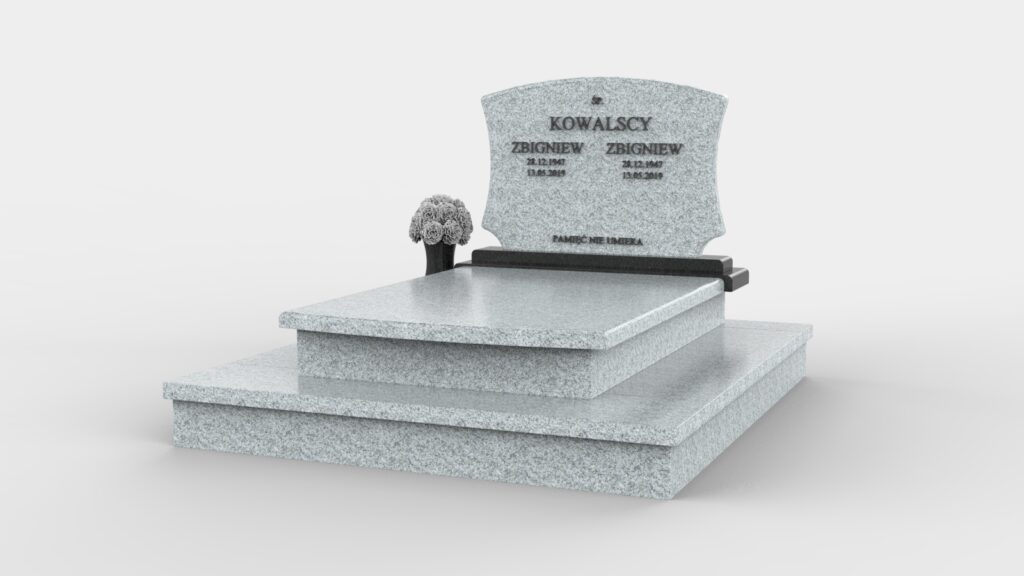 Prosty nagrobek podwójny wykończony ćwierćwałkiem (p07d)